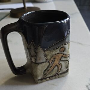 Artistic Ceramic Mug With Skiing Scene